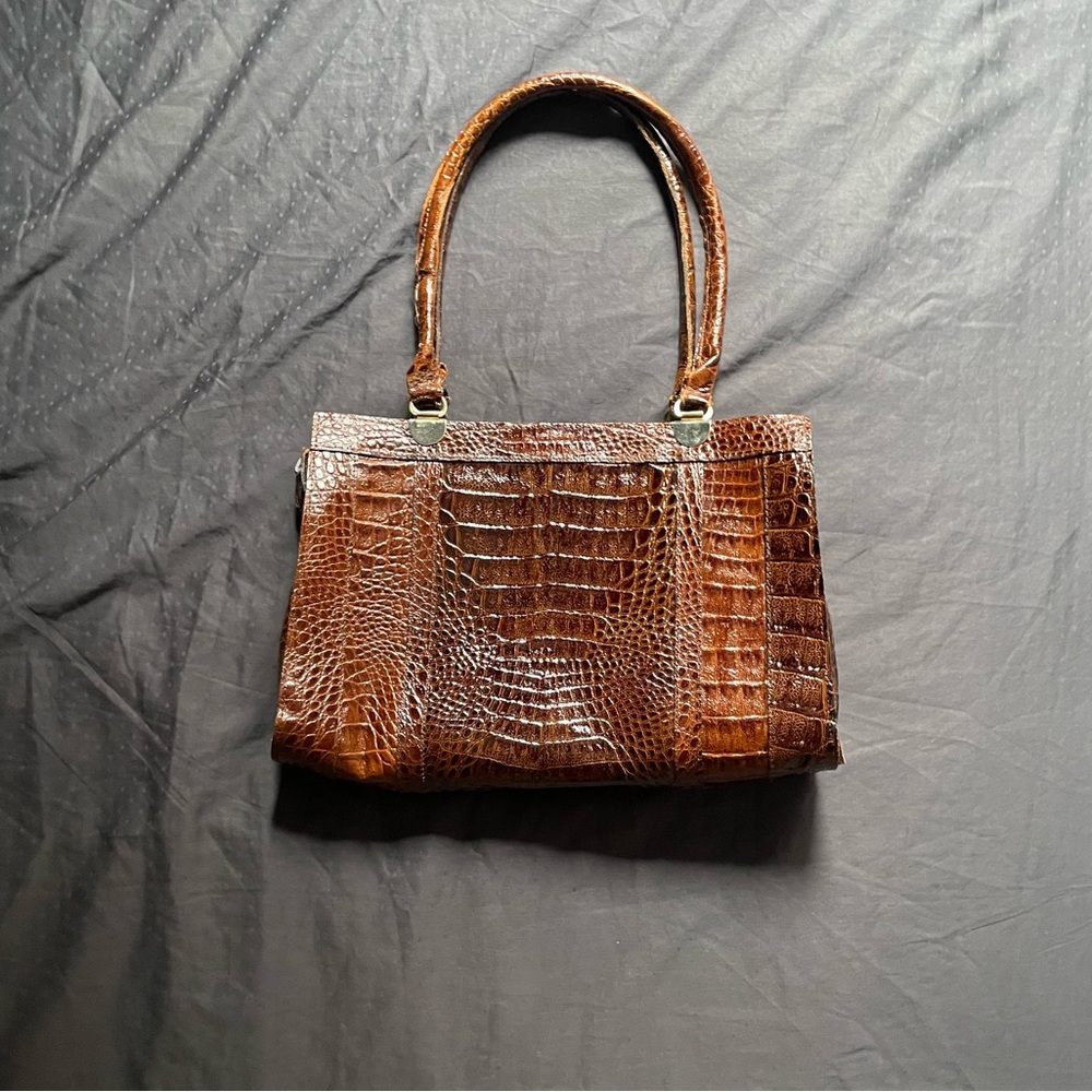 Brown Croc-Embossed Shoulder Bag for Women